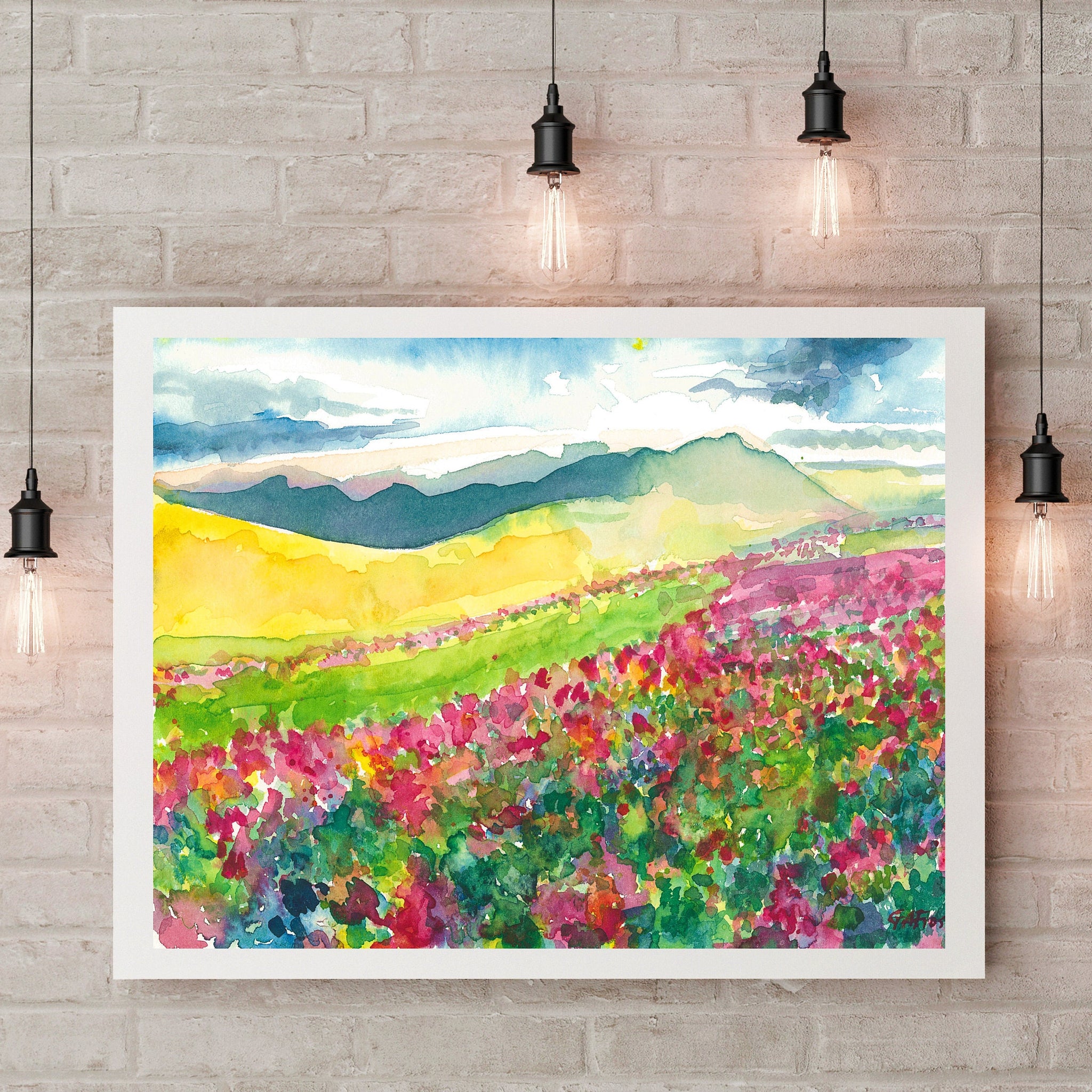 Colourful Meadow and Mountains