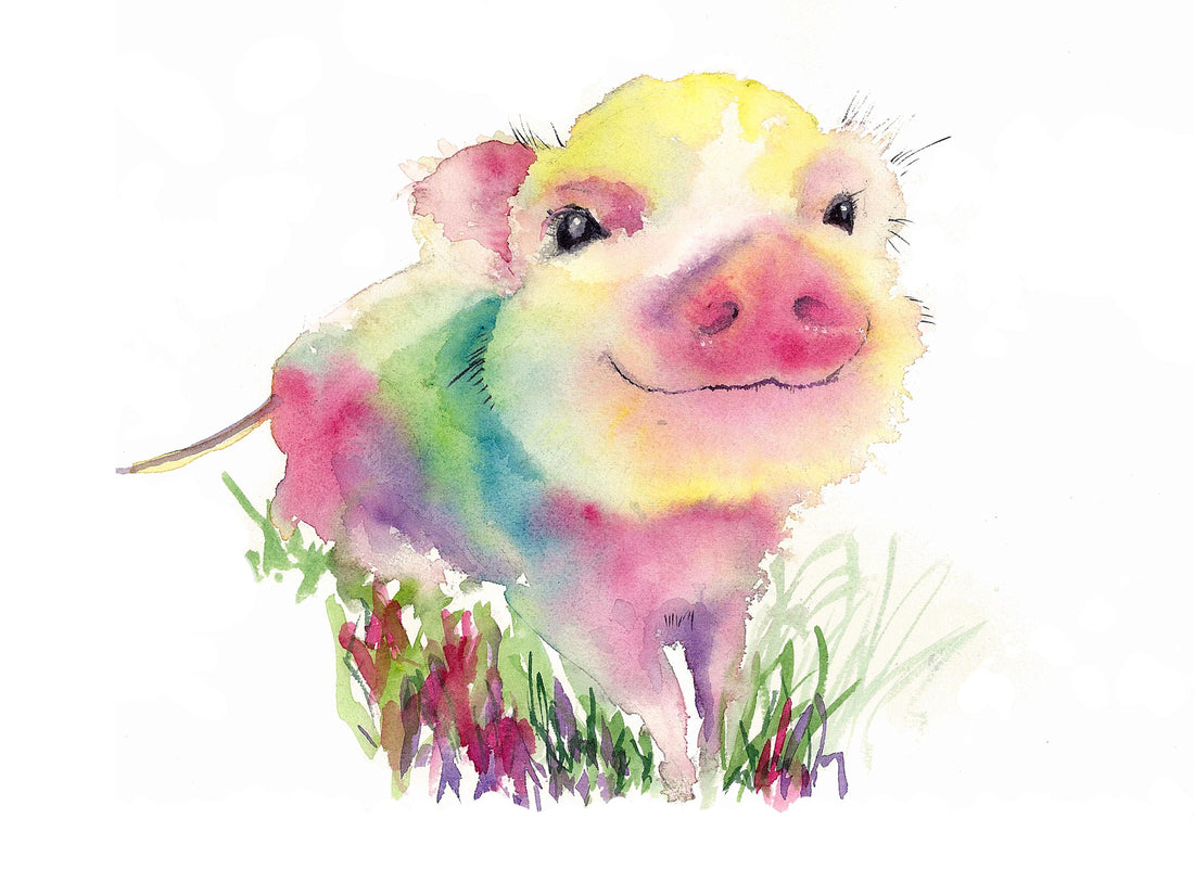 Piglet Watercolour Painting Art Print