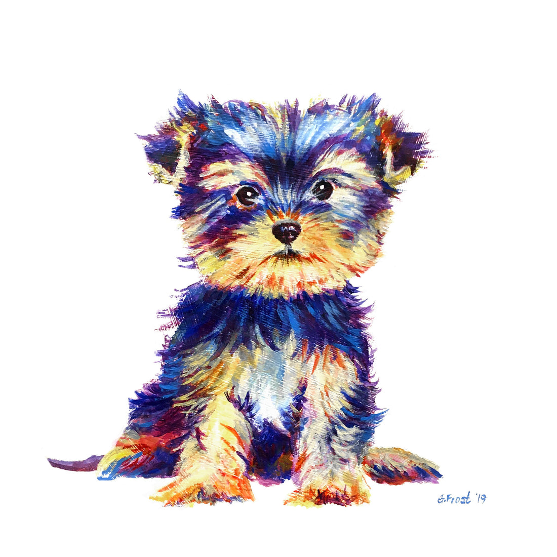 Yorkshire Puppy Acrylic Painting Art Print
