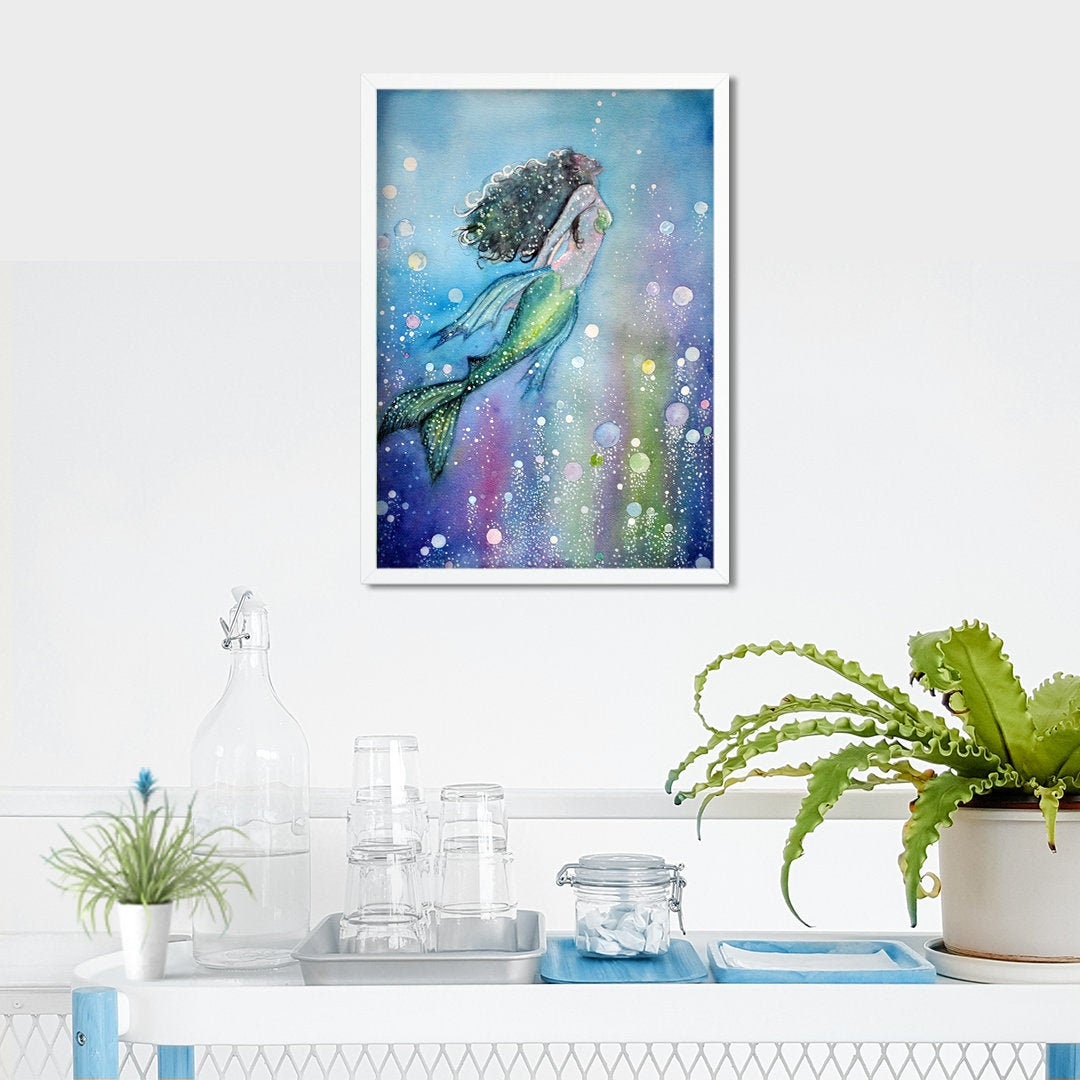 Mermaid Under The Sea Art Print