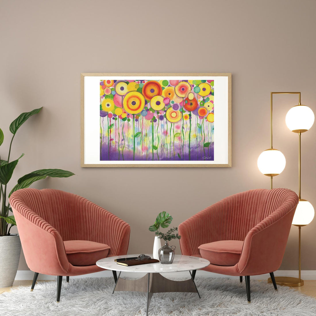 Lollipop Flowers abstract flowers watercolour art print