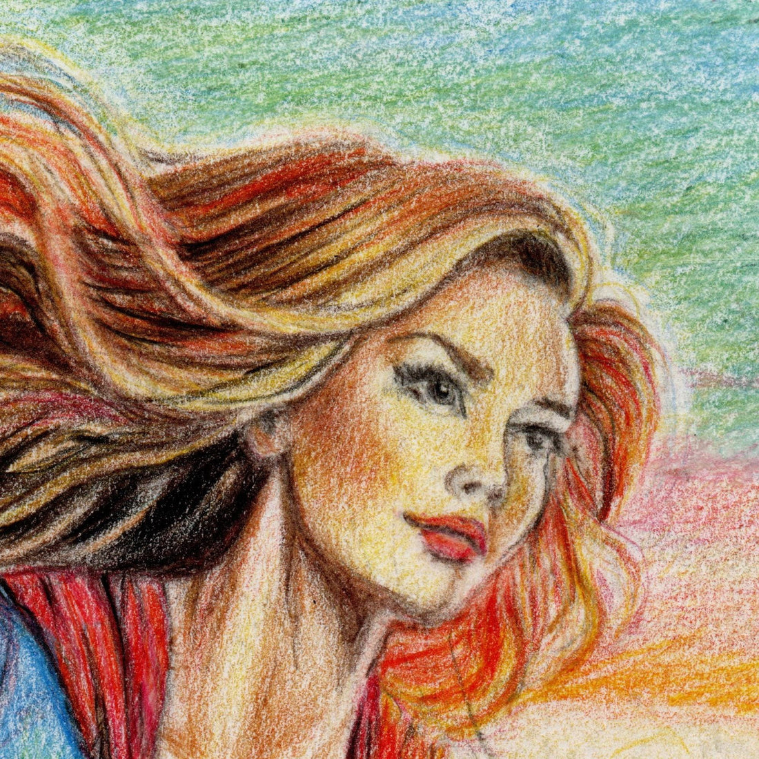 Supergirl coloured pencil fine art print
