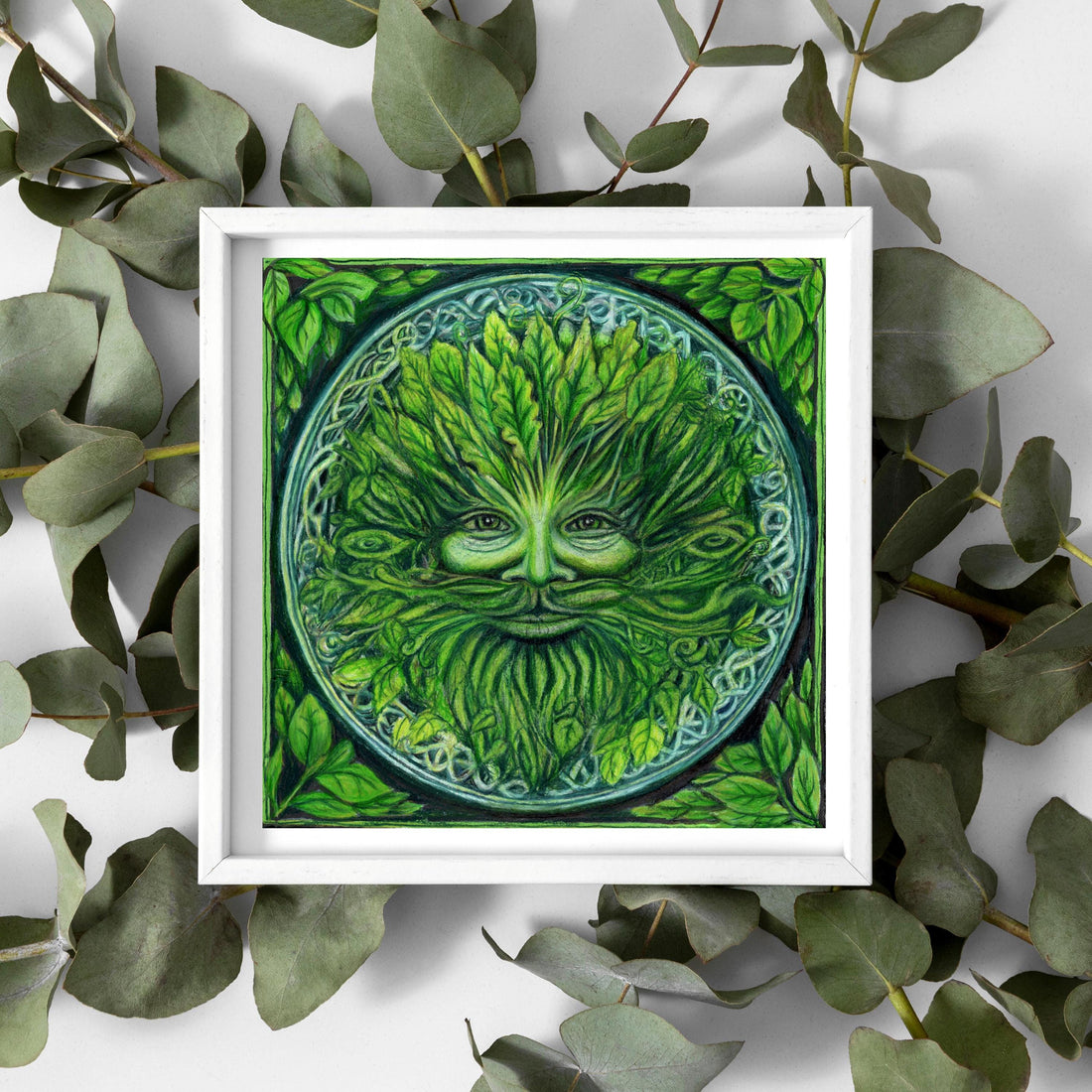 The Green Man coloured pencil art print