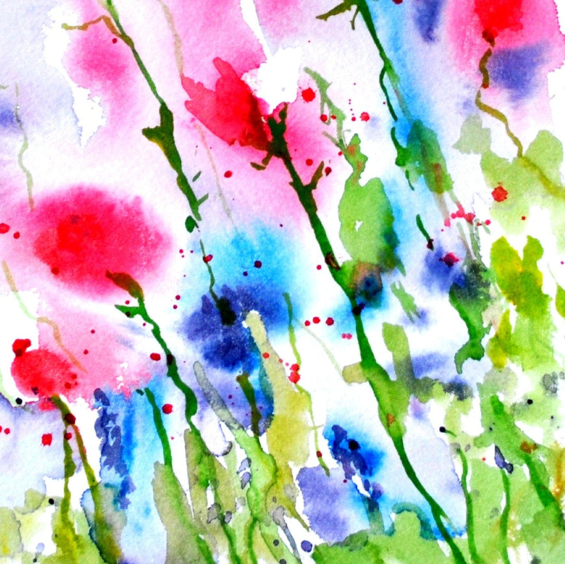 Pink Flowers Watercolour Painting Art Print