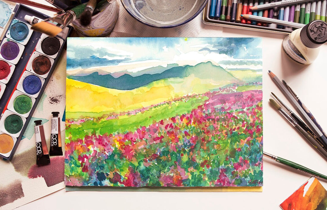 Colourful Meadow and Mountains