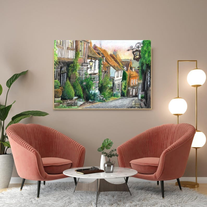 Mermaid Lane, Rye coloured pencil art print